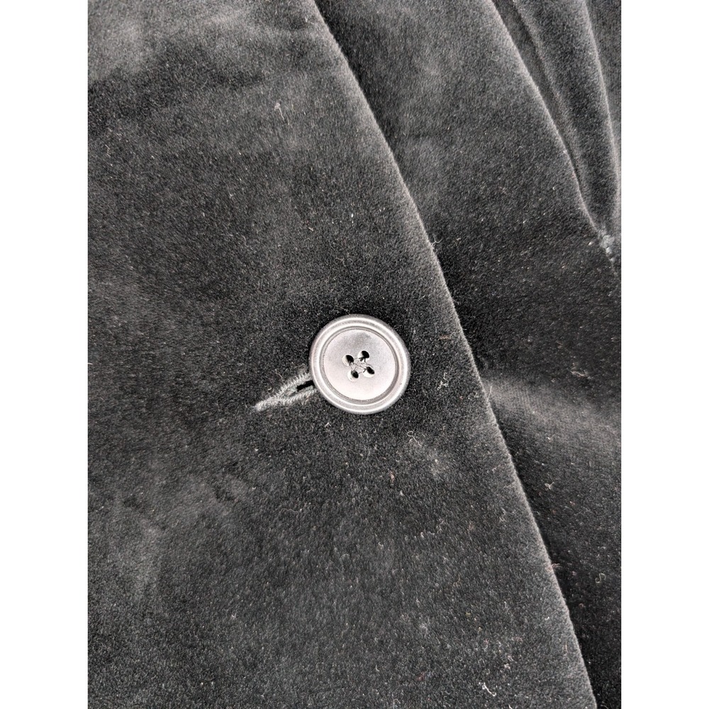 Vintage Larry Levine Black Velvet Double Breasted Trench Coat Women's Large - Picture 3 of 12